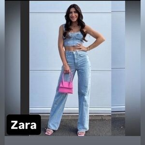 Zara Light Blue Crop Top Size Small NWT